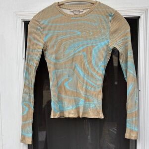 Paloma Wool Ladies Tan Blue Long Sleeve Top-S-AMAZING